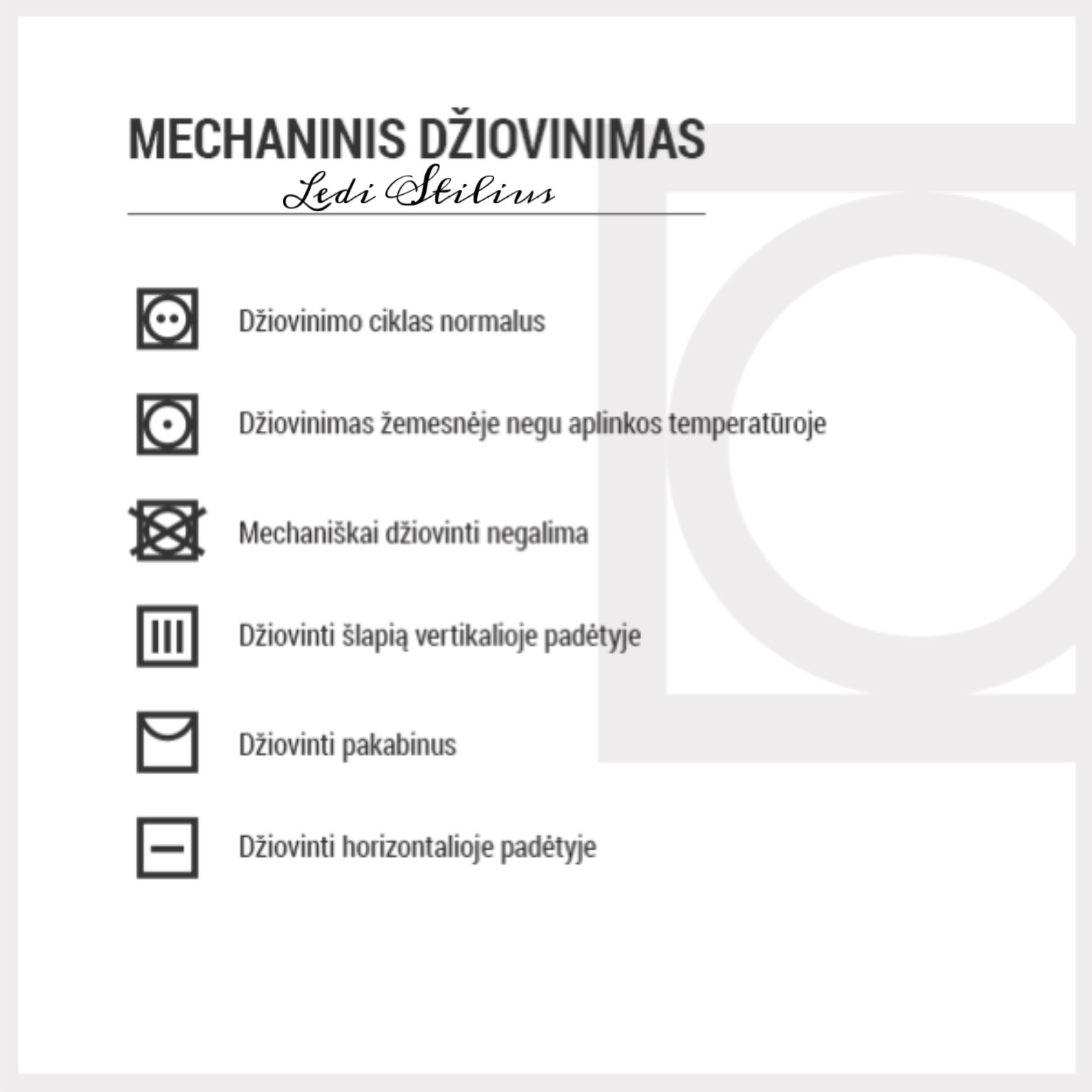 Mechaninio džiovinimo ženklinimas Mechaninio džiovinimo ženklinimas